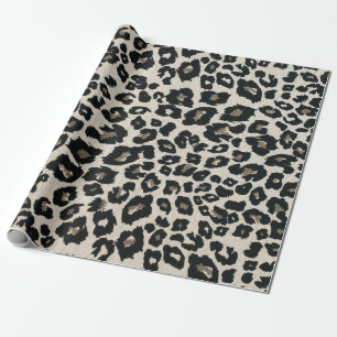 Papel De Regalo Impresión de animales de leopardo negro gris