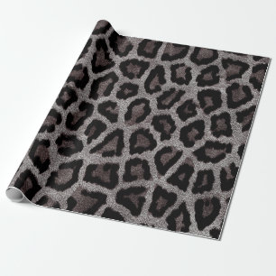 Papel De Regalo Impresión de animales de leopardo negro gris marró