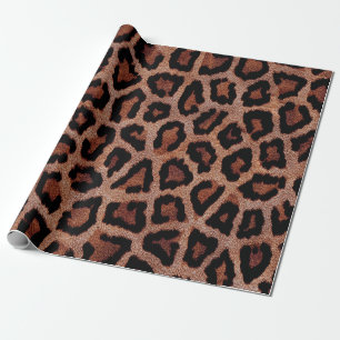 Papel De Regalo Impresión de animales de leopardo negro marrón roj