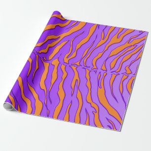 Papel De Regalo Impresión de animales de tigres naranja y púrpura
