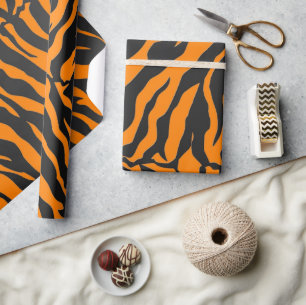 Papel De Regalo Impresión De Animales naranja Y Tigres Negros