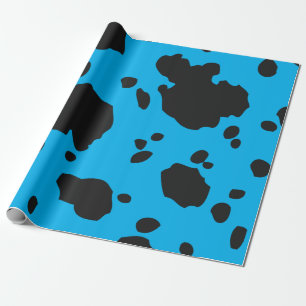 Papel De Regalo Impresión De Animales Turquesa Y Black Cow