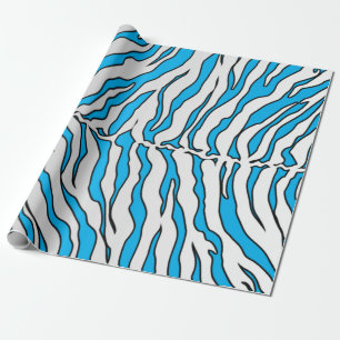 Papel De Regalo Impresión De Animales Turquesa Y Tigre Blanco