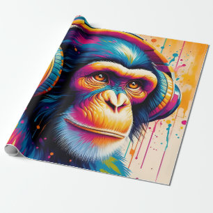 Papel De Regalo Impresión de arte de chimpancé de gorila de mono d