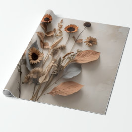 Papel De Regalo Impresión de arte floral seco Minimalista Boho