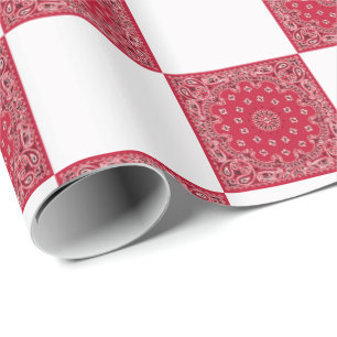 Papel De Regalo Impresión De Bandas Rojas Y Bloques Blancos