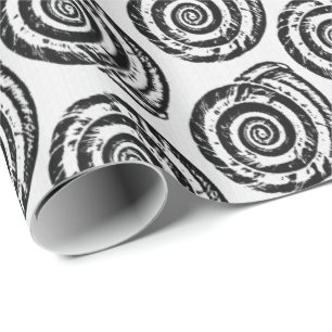 Papel De Regalo Impresión de bloque espiral del Seashell, blanco 