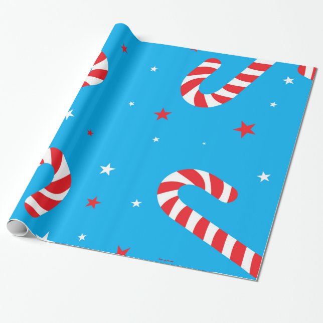 Papel De Regalo Impresión de caña azul y canela (Desenrollado)