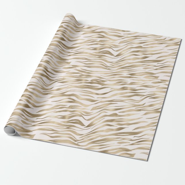 Papel De Regalo Impresión de cebra dorada (Desenrollado)