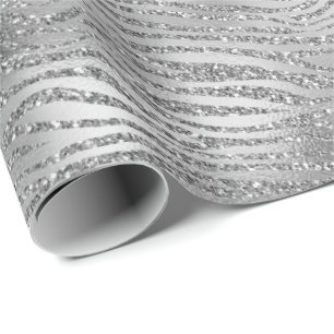Papel De Regalo Impresión de cebra gris plateado