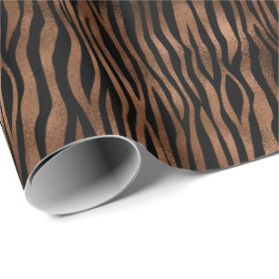 Papel De Regalo Impresión de cebra negra de Glam Brown