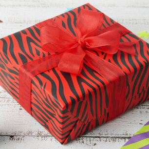 Papel De Regalo Impresión de cebra pequeña roja fluorescente