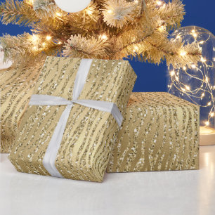 Papel De Regalo Impresión de cebra Purpurina Gold Glam Glitzy  