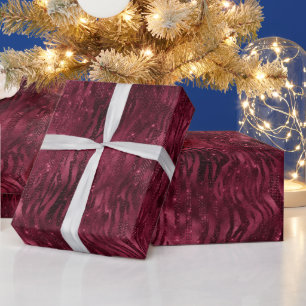 Papel De Regalo Impresión de cebra roja de Borgoña