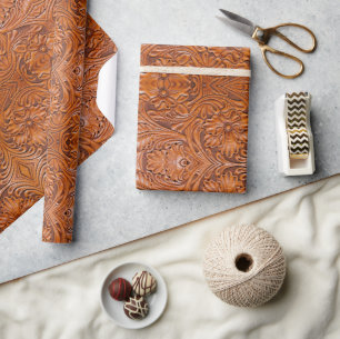 Papel De Regalo Impresión de cuero con herramientas rústicas en el