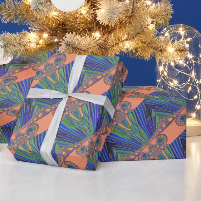 Papel De Regalo Impresión de diseño de arte decorativo negro azul  (Vacaciones)