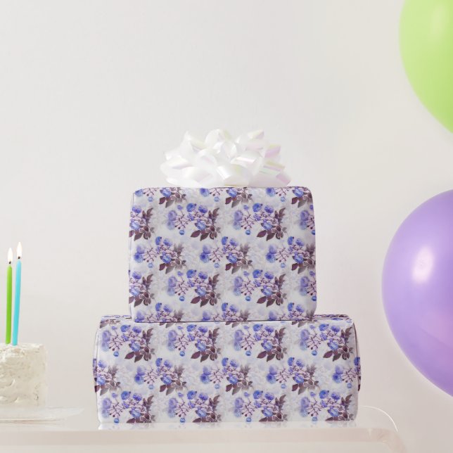 Papel De Regalo Impresión de flores púrpuras de bonito (Regalos de fiesta)