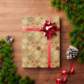 Papel De Regalo Impresión de flores silvestres y bayas boho dibuja