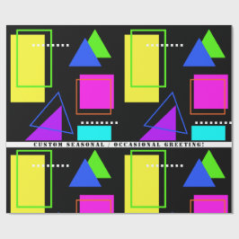 PAPEL DE REGALO IMPRESIÓN DE FORMA NEON FLUORO RETRO 80 CON TEXTO 