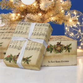 Papel De Regalo Impresión de guión de villancico de Navidad feliz