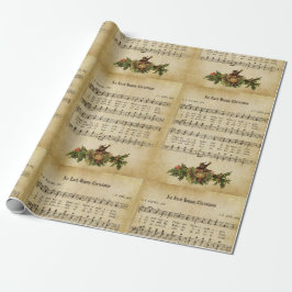 Papel De Regalo Impresión de guión de villancico de Navidad feliz 
