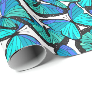 Papel De Regalo Impresión de hermosas mariposas tropicales de morf