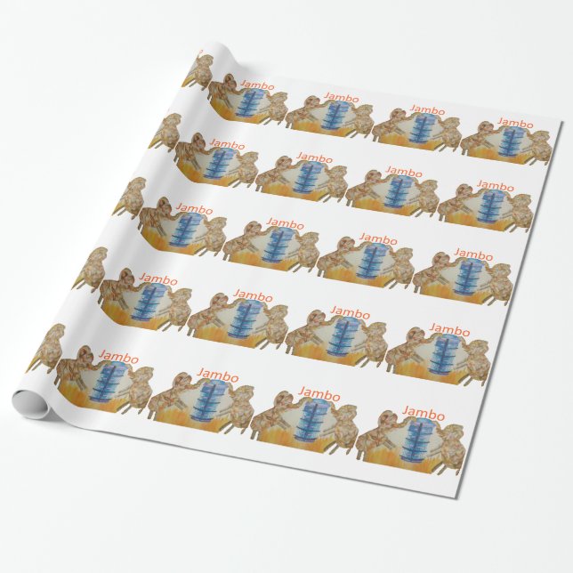 Papel De Regalo Impresión de Jambo Jumbo African Kids Elephants (Desenrollado)