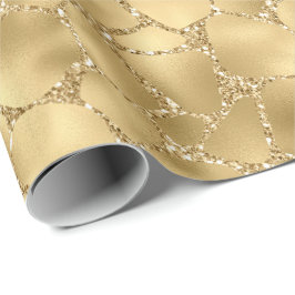Papel De Regalo Impresión de jirafa de Purpurina de oro    