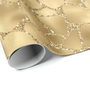 Papel De Regalo Impresión de jirafa de Purpurina de oro    
