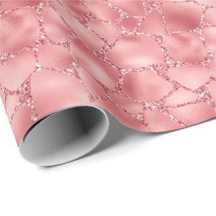Papel De Regalo Impresión de jirafa Purpurina glitzy rosado