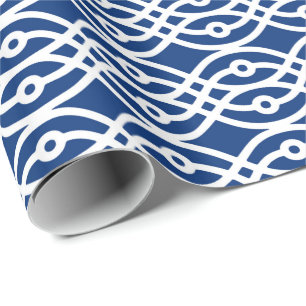 Papel De Regalo Impresión de kimono, azul marino y blanco
