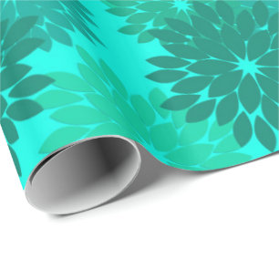 Papel De Regalo Impresión de kimono floral moderna, turquesa, Verd
