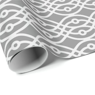 Papel De Regalo Impresión de kimono, gris oscuro y gris plateado