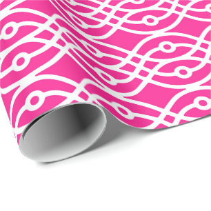 Papel De Regalo Impresión de kimono, rosa fucsia y blanco