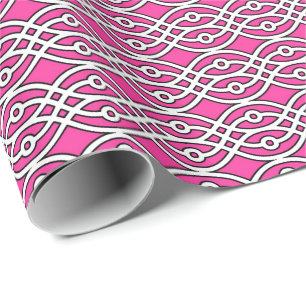 Papel De Regalo Impresión de kimono, rosa fucsia y blanco
