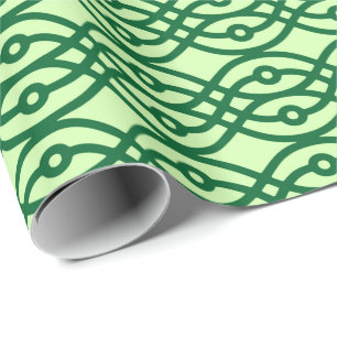 Papel De Regalo Impresión de Kimono, verde claro y oscuro