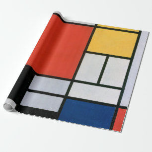 Papel De Regalo Impresión de la composición de Piet Mondrian en ro