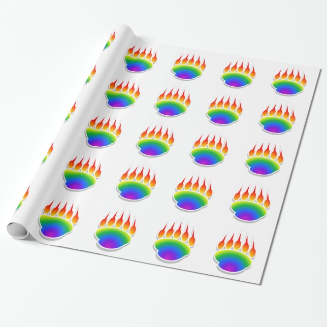 Papel De Regalo Impresión de la hoja del oso arcoiris (Desenrollado)
