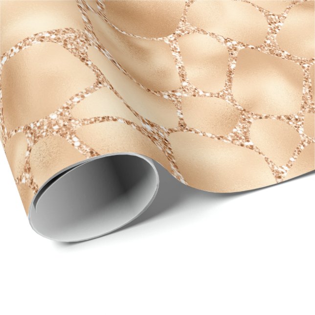 Papel De Regalo Impresión de la jirafa de Glam Sparkle, Purpurina  (Esquina del rollo)