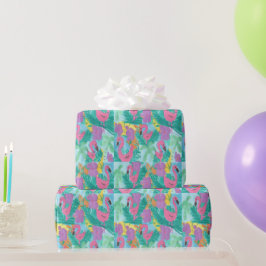 Papel De Regalo Impresión de la jungla tropical Flamingo