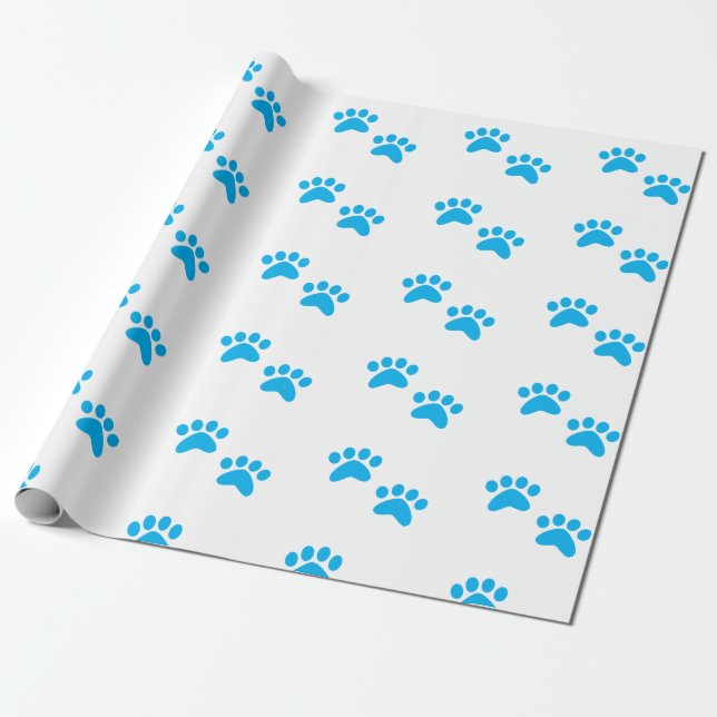 Papel De Regalo Impresión de la pata (azul) (Desenrollado)