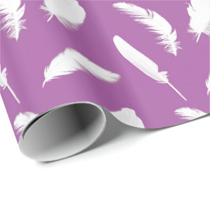 Papel De Regalo Impresión de la pluma blanca en púrpura amethyst