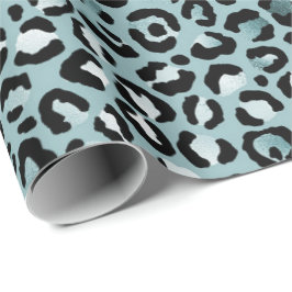 Papel De Regalo Impresión de leopardo azul turquesa 