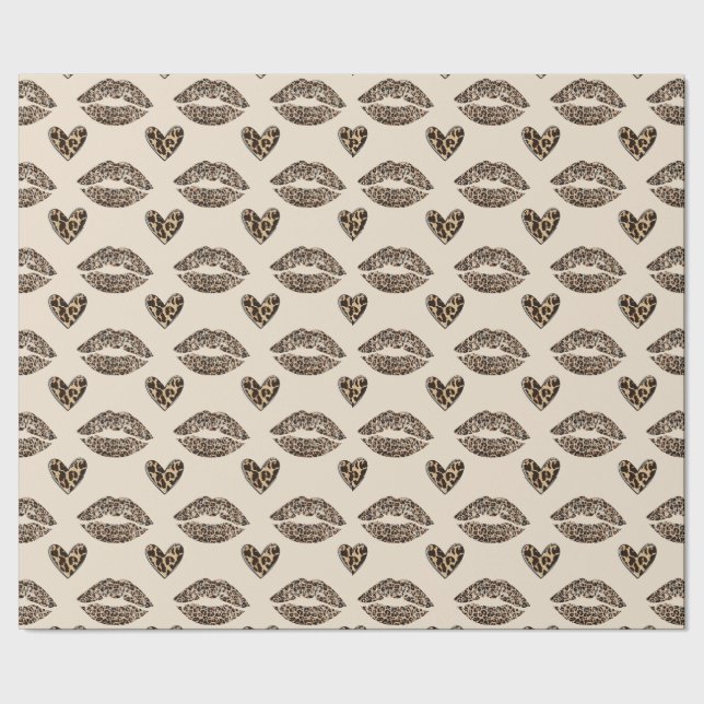 Papel De Regalo Impresión de leopardo beige y negro chic (Costura)