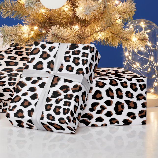 Papel De Regalo Impresión de leopardo blanco (Vacaciones)