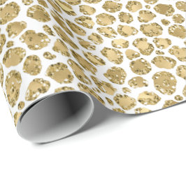 Papel De Regalo Impresión de leopardo blanco del Purpurina blanco