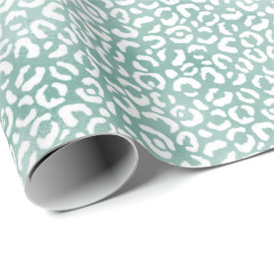 Papel De Regalo Impresión de leopardo blanco Glam Mint