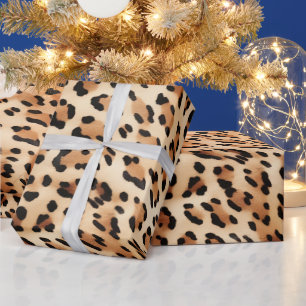 Papel De Regalo Impresión de Leopardo Blanco moda Marrón