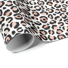 Papel De Regalo Impresión de leopardo blanco rosado de Rubor
