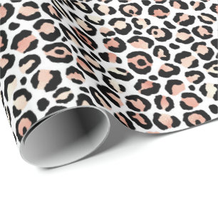 Papel De Regalo Impresión de leopardo blanco rosado de Rubor